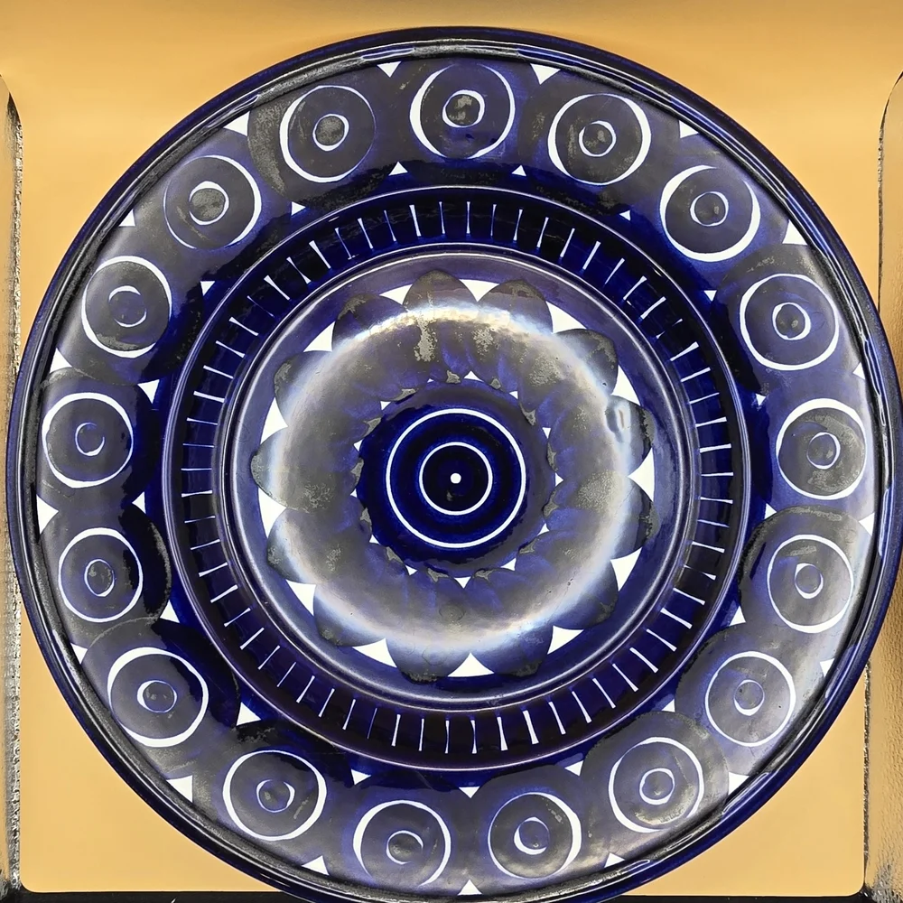 Arabia of Finland Valencia Large 14” Serving Platter Plate Cobalt Blue/White.